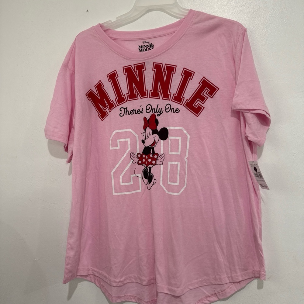 Disney Pink Minnie Mouse Tee with Red Accents
